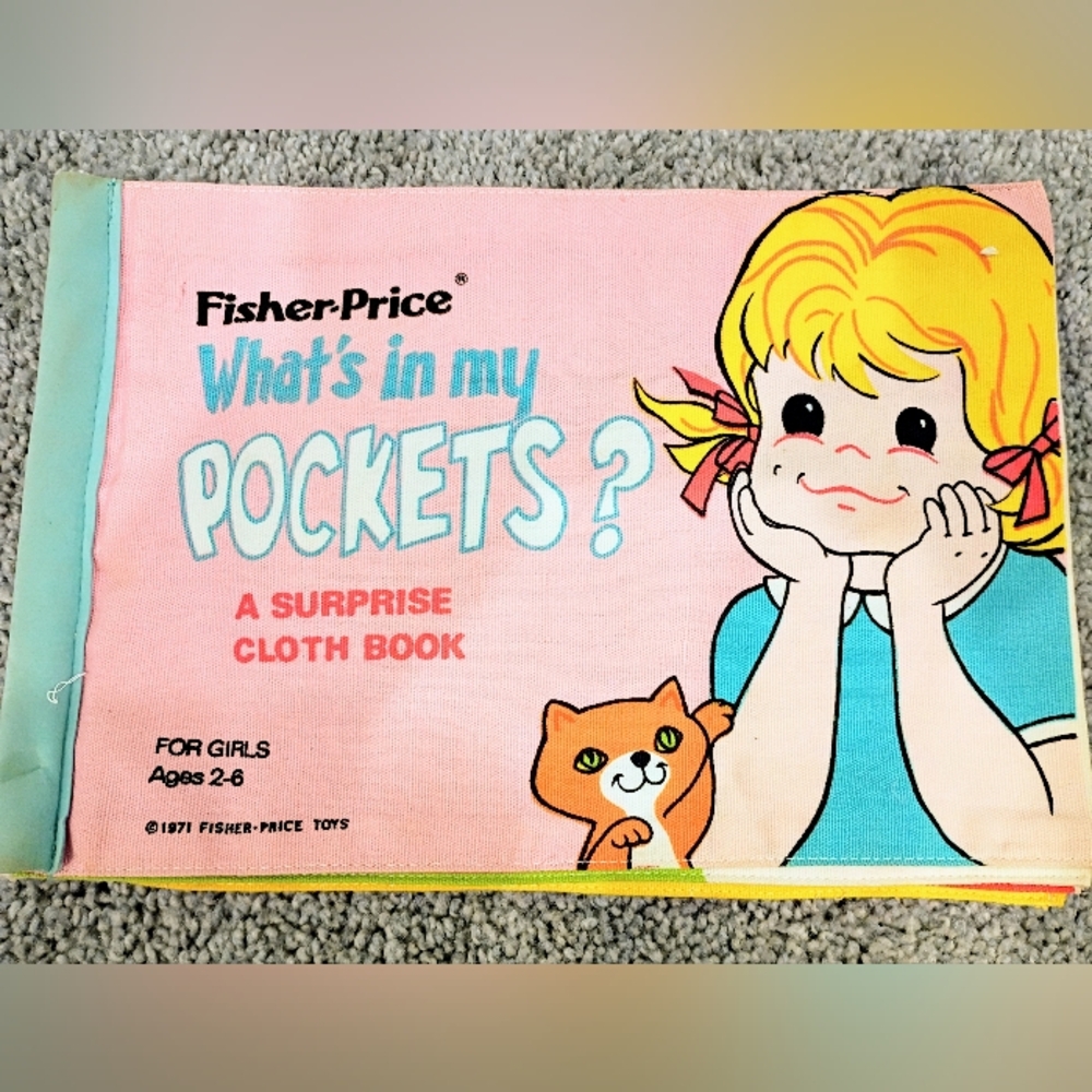 Vintage Fisher Price Cloth Book: "What's in my Pockets?"
